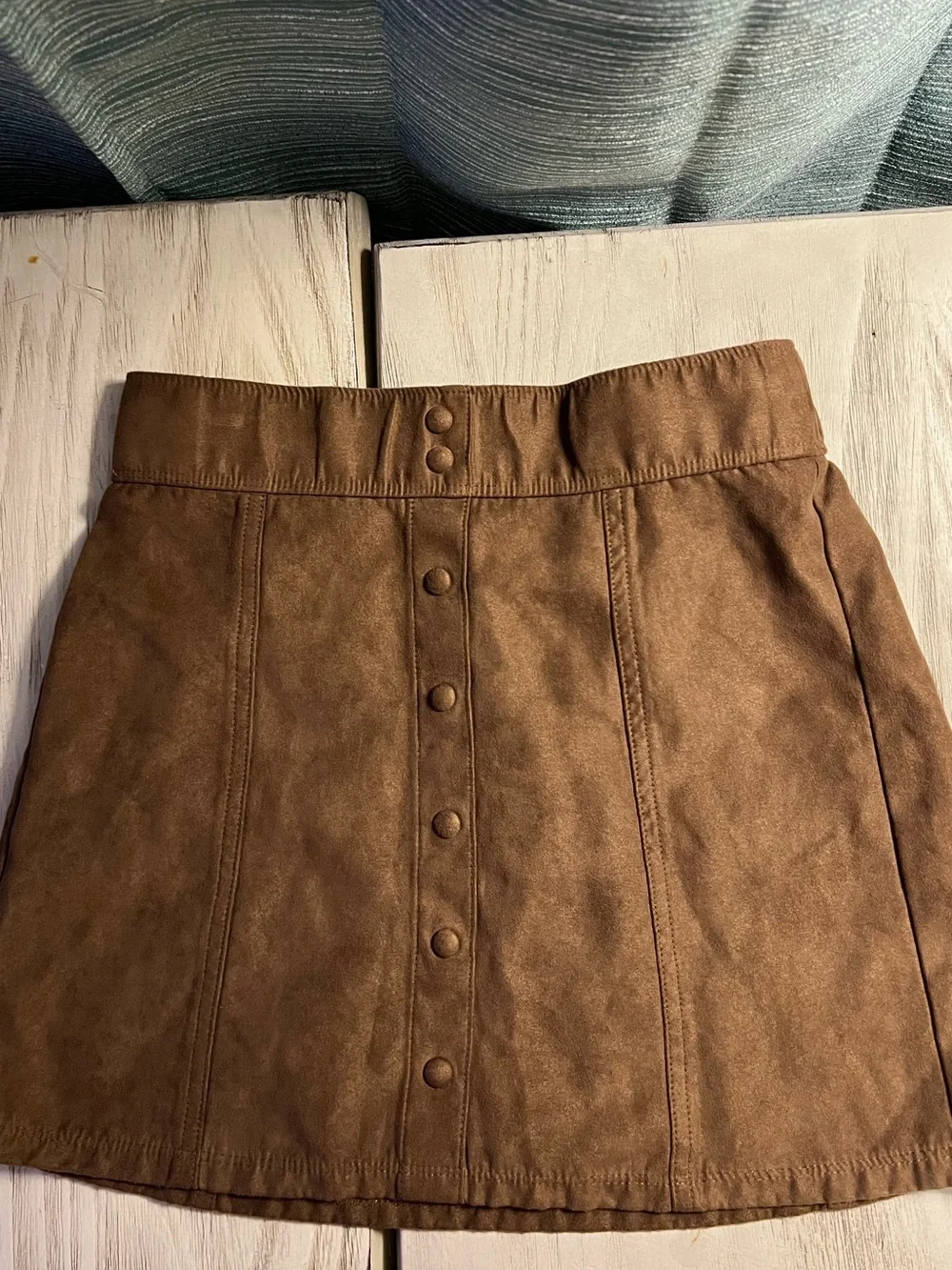 Abercrombie Kids Faux Suede Button Front Skirt Brown Girls 9/10